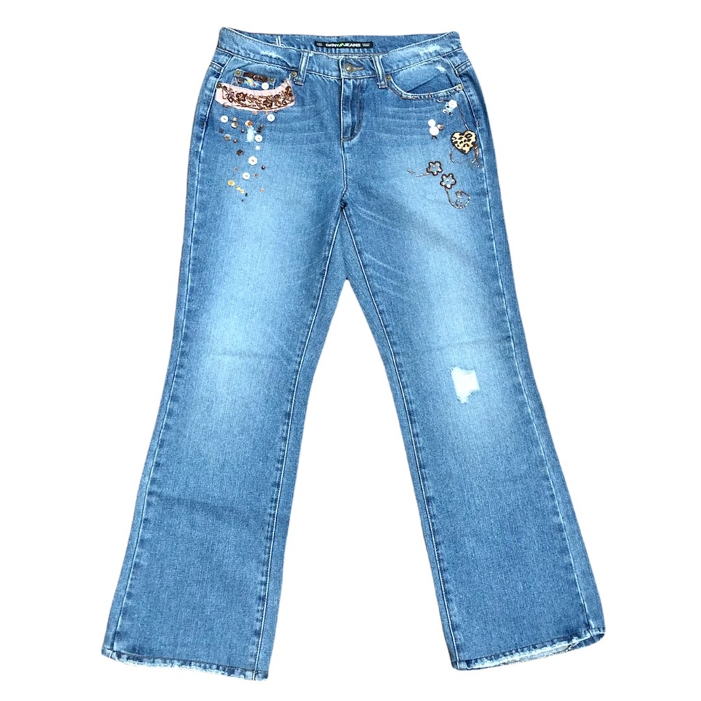 DKNY Jeans DKNY Soho Jean Women’s Size 6 Medium Wash Beaded Embroidered Jeans